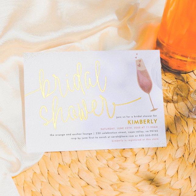 Invitación Con Relieve Metalizado Ducha de novia acuarela champán ducha de novia (Subido por el creador)