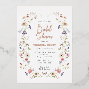 Invitación Con Relieve Metalizado Ducha de Novia Floral