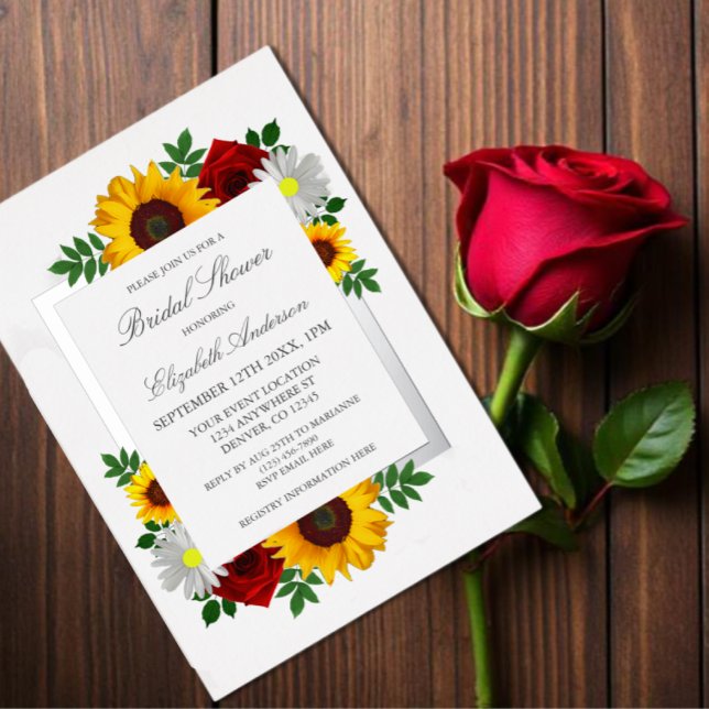Invitación Con Relieve Metalizado Ducha de novia floral tradicional (Subido por el creador)
