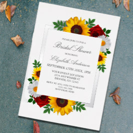 Invitación Con Relieve Metalizado Ducha de novia floral tradicional