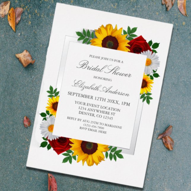 Invitación Con Relieve Metalizado Ducha de novia floral tradicional (Subido por el creador)