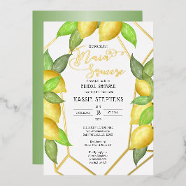 Invitación Con Relieve Metalizado Ducha de novia geométrica de Lemons Squeeze Princi