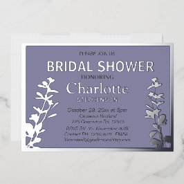 Invitación Con Relieve Metalizado Ducha de novia moderna de hojas botánicas