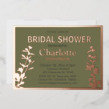 Ducha de novia moderna de hojas botánicas