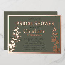 Ducha de novia moderna de hojas botánicas