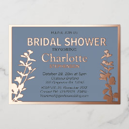 Invitación Con Relieve Metalizado Ducha de novia moderna de hojas botánicas