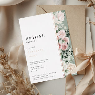 Invitación Con Relieve Metalizado Ducha de Novia Moderna en Oro Rosa Polvoriento con