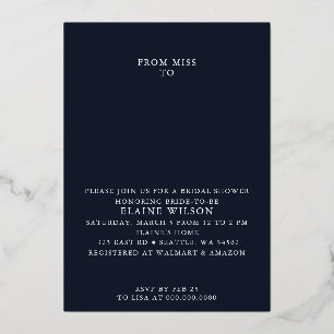 Invitación Con Relieve Metalizado Ducha de Novia Moderna Rosa Dorado Marina