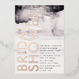 Invitación Con Relieve Metalizado Ducha de Novia Neutral en Oro Rosa Moderno