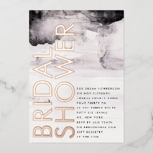 Invitación Con Relieve Metalizado Ducha de Novia Neutral en Oro Rosa Moderno