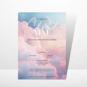 Invitación Con Relieve Metalizado Ducha de Novia Pastel Está en la Gloria