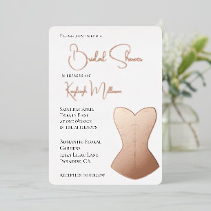 Invitación Con Relieve Metalizado Ducha de Novia Pink Glam Pearl Dos Corazones
