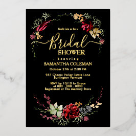 Invitación Con Relieve Metalizado Ducha de Novia Rústica Bohemio Flor Silvestre Mode