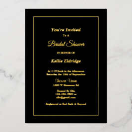 Invitación Con Relieve Metalizado Ducha de novia simple y negra