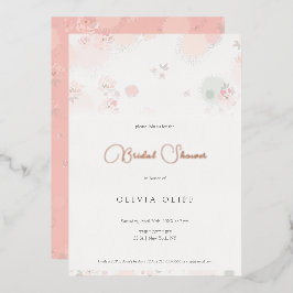 Invitación Con Relieve Metalizado Ducha de Novia Suavidad Té Rosas