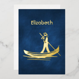 Invitación Con Relieve Metalizado Ducha de novias de la Marina y el Oro de Italia