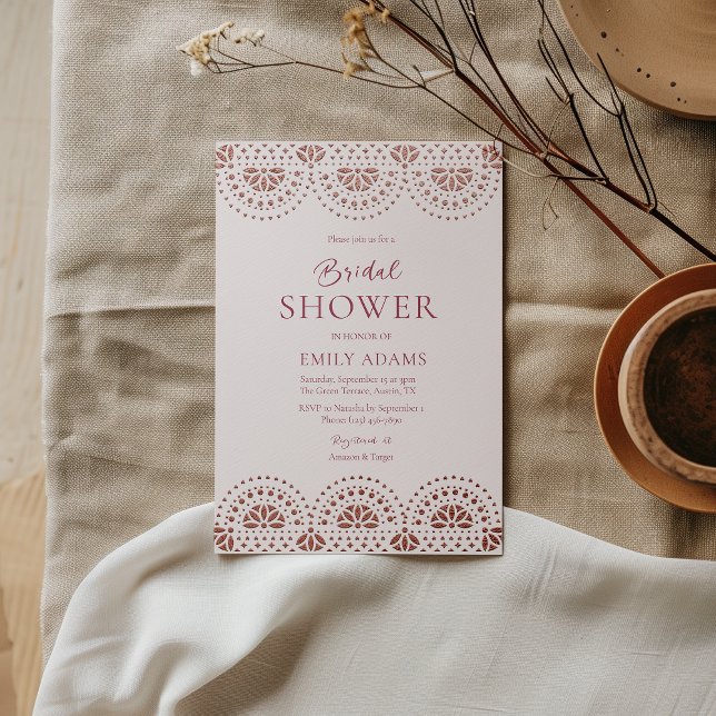 Invitación Con Relieve Metalizado Ducha de novias mexicana papel picado (Subido por el creador)