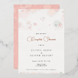 Invitación Con Relieve Metalizado Ducha de parejas de rosas de té de suavidad