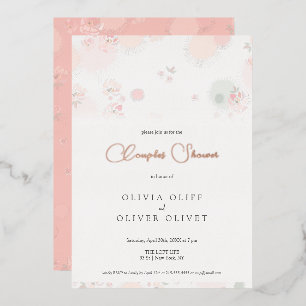 Invitación Con Relieve Metalizado Ducha de parejas de rosas de té de suavidad