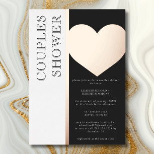 Invitación Con Relieve Metalizado Ducha de parejas de tipografía moderna en blanco y