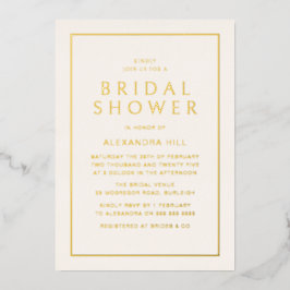 Invitación Con Relieve Metalizado Ducha dorada mínima moderna