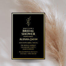 Ducha minimalista moderna negra y dorada de novias