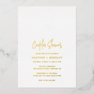 Invitación Con Relieve Metalizado Ducha Minimalista Moderna para Parejas