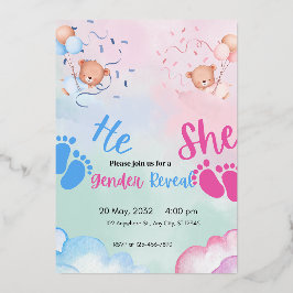 Invitación Con Relieve Metalizado Ducha reveladora de bebé