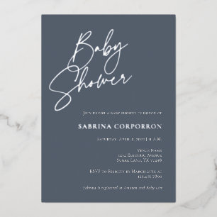 Invitación Con Relieve Metalizado Ducha sin distinción de género con papel de alumin
