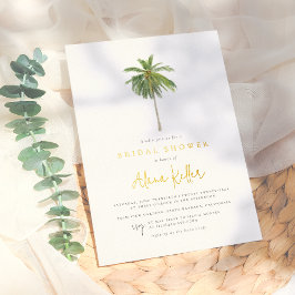 Invitación Con Relieve Metalizado Ducha tropical para novias con palmeras minimalist