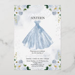 Invitación Con Relieve Metalizado Dulce 16 Flores acuáticas Vestido Bebé Plata Azul<br><div class="desc">Adorables invitaciones florales de 16 años para la fiesta de cumpleaños. Fácil de personalizar con tus fotos y mensajes para bebés. Por favor, contáctame por chat si tienes preguntas sobre la obra o necesitas personalización. Compruebe la colección para ver más elementos. NOTA: Para obtener ayuda sobre pedidos, envío, información sobre...</div>