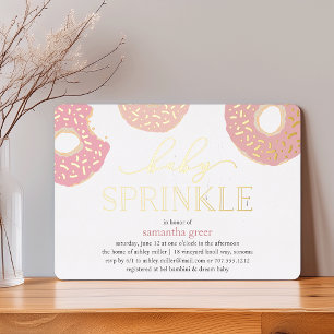 Invitación Con Relieve Metalizado Dulce Amor Sprinkle de Donut para el Bebé