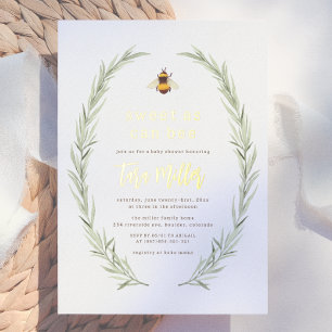 Invitación Con Relieve Metalizado Dulce brillante como puede ser Baby Shower neutral