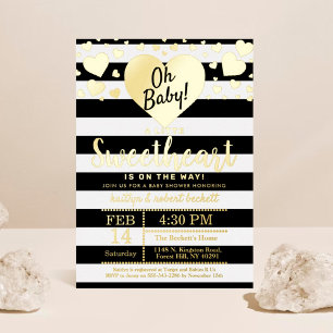 Invitación Con Relieve Metalizado Dulce Corazoncito Baby Shower del Día de San Valen