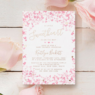 Invitación Con Relieve Metalizado Dulce Corazoncito Baby Shower en el Día de San Val