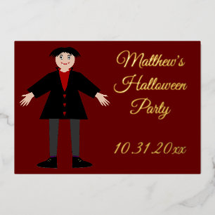 Invitación Con Relieve Metalizado Dulce vampiro de Halloween personalizado
