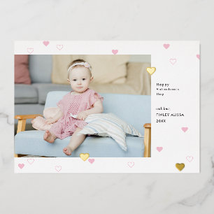 Invitación Con Relieve Metalizado Dulces corazones rosados felices foto del Día de S