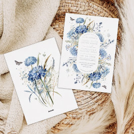 Invitación Con Relieve Metalizado Dusty Blue Wildflower Boho Moda Garden Wedding