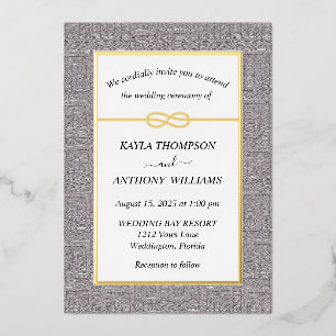 Invitación Con Relieve Metalizado Dusty Mauve Africano Kuba Raffia Todo En Uno