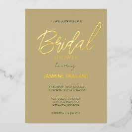 Invitación Con Relieve Metalizado Ecru Moderno Simple Bridal Shower Gold