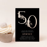 Invitación Con Relieve Metalizado Edad de oro | 50.º Rosa de oro de la fiesta de los<br><div class="desc">Celebra su cumpleaños con estas invitaciones de cumpleaños número 50 de la moda que incluyen "50" en Relieve metalizado oro rosa real adornado con flores. Personalice con los detalles de su fiesta bajo elegantes letras blancas. ¡Una moda y una elección de lujo para fabulosas celebraciones de 50 años!</div>