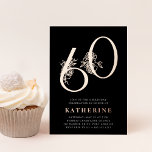 Invitación Con Relieve Metalizado Edad de oro | 60.º Rosa de oro de la fiesta de cum<br><div class="desc">Celebra su cumpleaños con estas invitaciones de cumpleaños número 50 de la moda que incluyen "60" en Relieve metalizado oro rosa real adornado con flores. Personalice con los detalles de su fiesta bajo elegantes letras blancas. ¡Una moda y una elección de lujo para fabulosas celebraciones de cumpleaños número 60!</div>