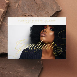 Invitación Con Relieve Metalizado Editable Photo College Graduation GOLD