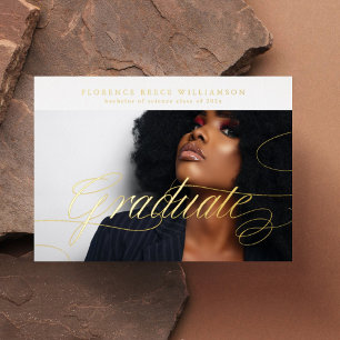 Invitación Con Relieve Metalizado Editable Photo College Graduation GOLD