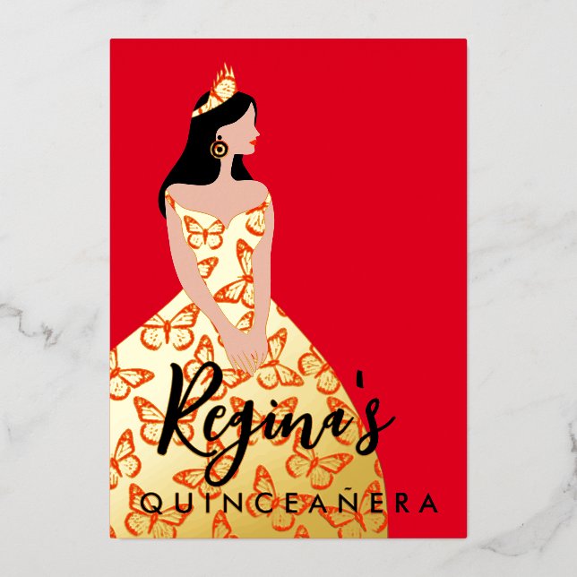 Invitación Con Relieve Metalizado Editar la invitación al Relieve metalizado Quincea (Anverso)