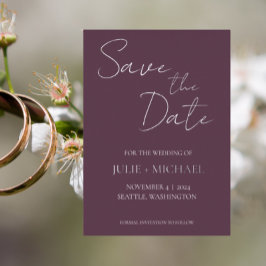Invitación Con Relieve Metalizado Eggplant Simple Style Wedding Save the Date