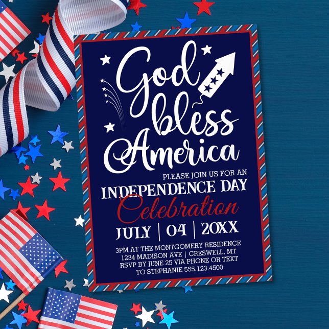 Invitación Con Relieve Metalizado El 4 de julio, América Fiesta (Subido por el creador)