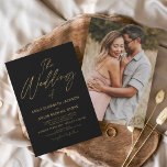 Invitación Con Relieve Metalizado El Boda de la elegante foto de oro negro<br><div class="desc">El Boda de la Primavera del Boda del Relieve metalizado Real de Oro y Negro o Invitaciones a la Foto o al Boda de Verano - incluye una tipografía de escritura hermosa y elegante con un moderno color simple y clásico para la celebración especial del Día de la Boda.</div>