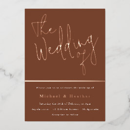 Invitación Con Relieve Metalizado El Boda de: Terracotta Rust Boho Rosa Gold