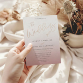 Invitación Con Relieve Metalizado El Boda Del Rosa Boda De Caligrafía De Oro